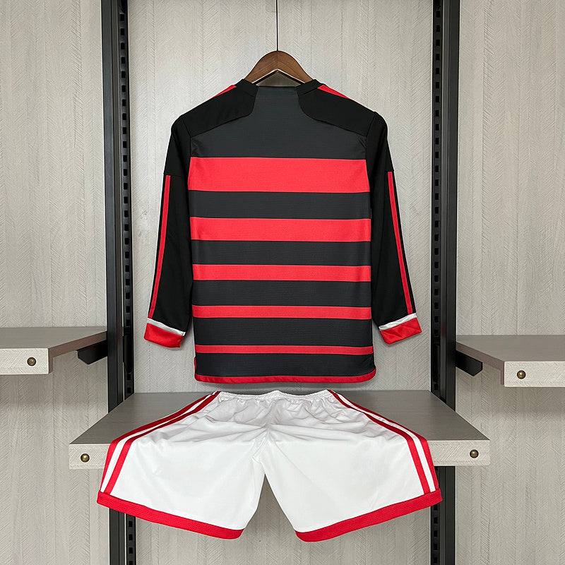 Kit Infantil Flamengo 24/25 Rubro Negro Manga Longa