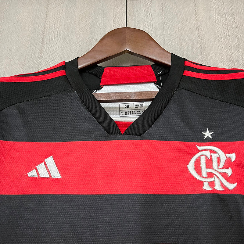 Kit Infantil Flamengo 24/25 Rubro Negro Manga Longa