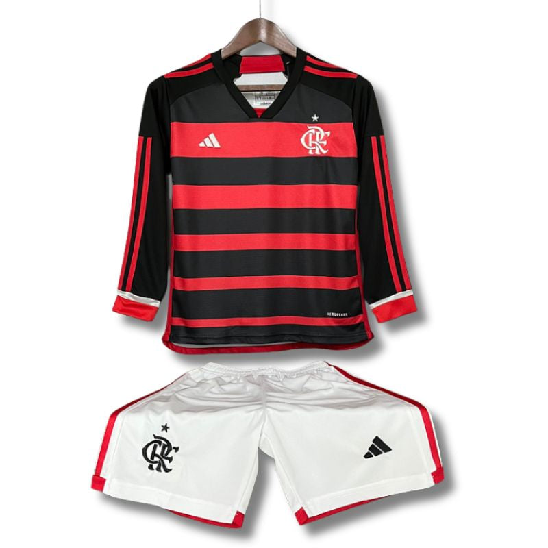 Kit Infantil Flamengo 24/25 Rubro Negro Manga Longa